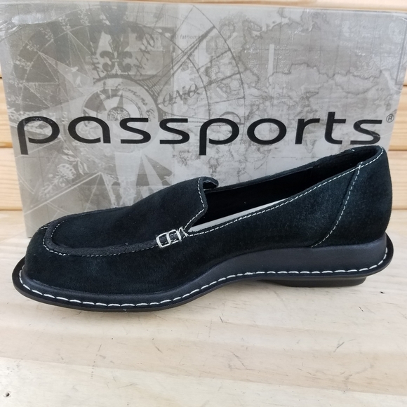 Suede Leather Loafers Black Slip on Comfort Shoe NEW CL 'Passports' 7.5M NEW - Picture 7 of 10